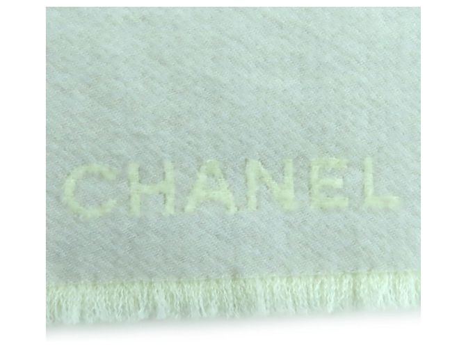 Chanel Coco Mark Matelassé Design Große Wollschal mit Fransen Braun - Ansicht 8