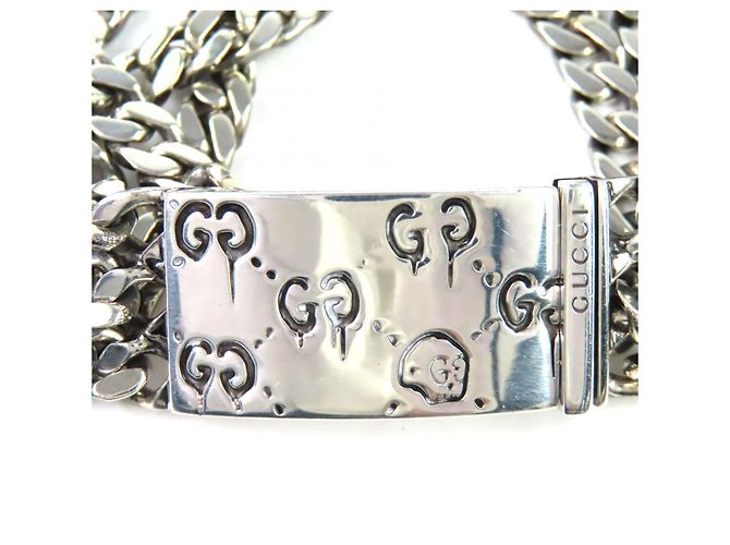 Pulsera charm en plata SV925 con patrón GG y calavera Gucci Ghost - vista 6