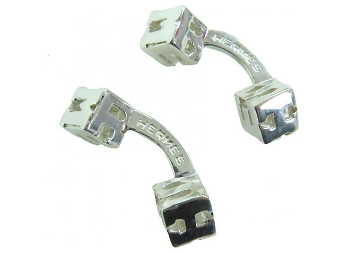 Gemelli quadrati in argento vintage Hermès - vista 2