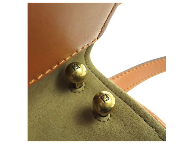 Borsa a spalla in pelle Fendi 8BS082 Camon Small Marrone - vista 13