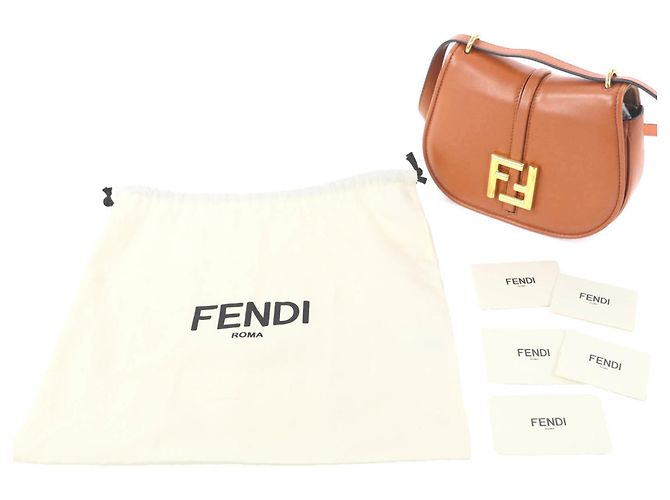 Borsa a spalla in pelle Fendi 8BS082 Camon Small Marrone - vista 2
