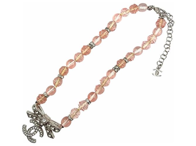 Collar choker de strass con cinta Coco Mark B23S modelo 2023 de Chanel Plata Rosa - vista 5