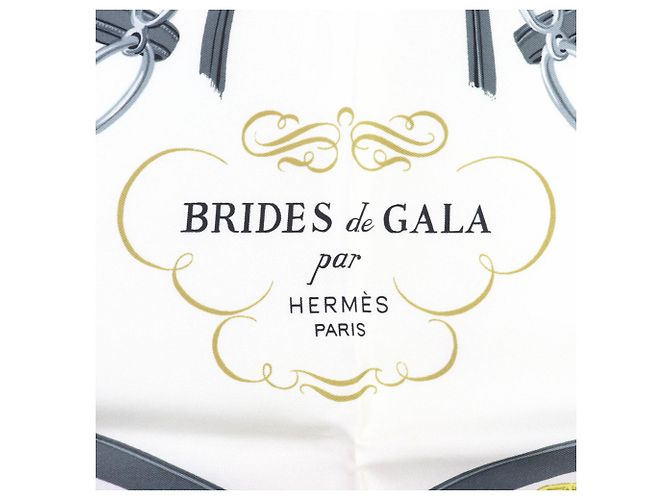 Bufanda de seda Brides de Gala Carre 90 de Hermès Blanco Azul - vista 6