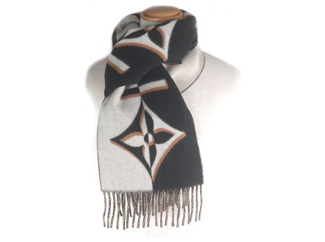 Sciarpa in lana e cashmere con frange Duo Infinity di Louis Vuitton Nero - vista 2