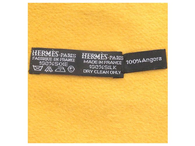 Hermès Sciarpa in seta angora con stampa di cervo HERMES Giallo - vista 6