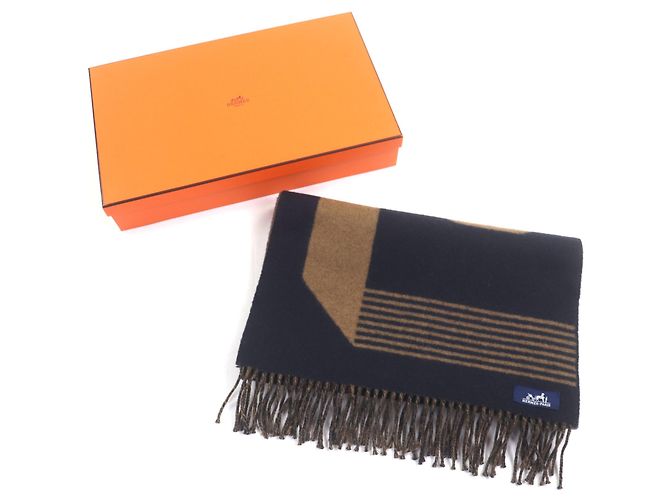 Sciarpa in cashmere blu navy Hermès - vista 2