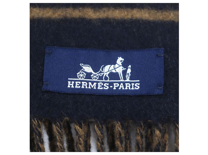 Sciarpa in cashmere blu navy Hermès - vista 6