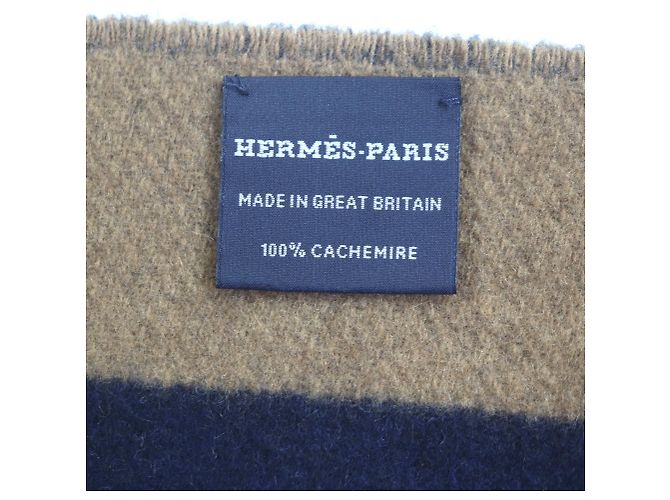 Sciarpa in cashmere blu navy Hermès - vista 7
