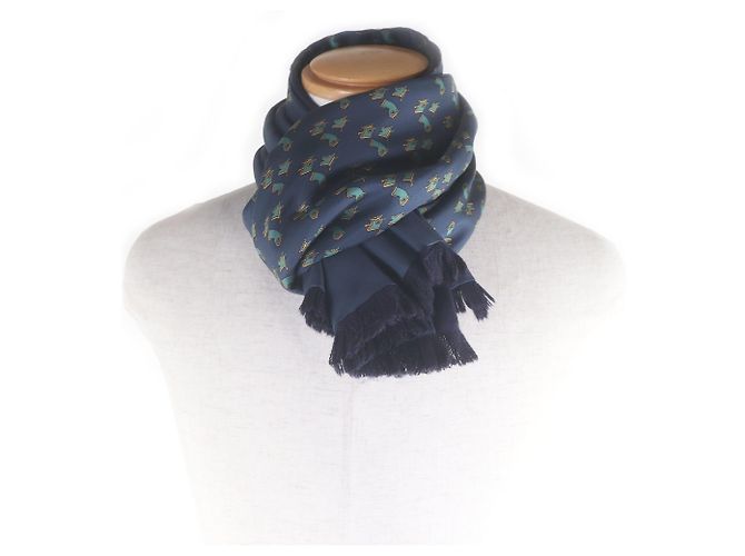 Hermès HERMES Silk Angora Shawl Navy blue - view 3