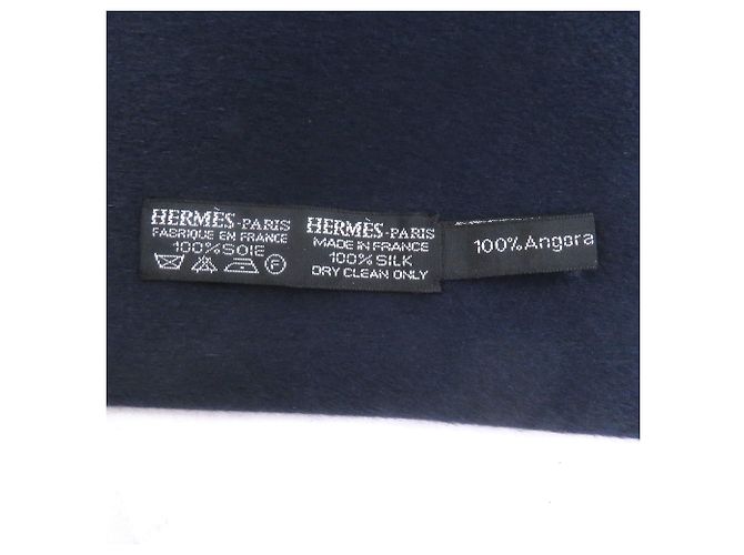 Hermès HERMES Silk Angora Shawl Navy blue - view 6