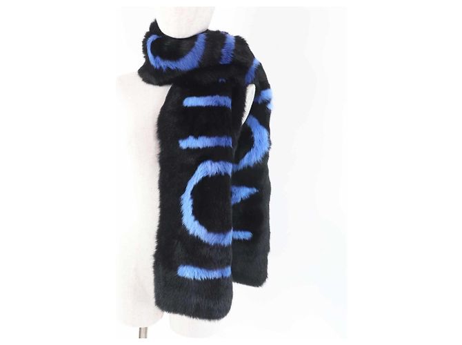 Sciarpa in cashmere e lana nera e blu Louis Vuitton Nero - vista 5