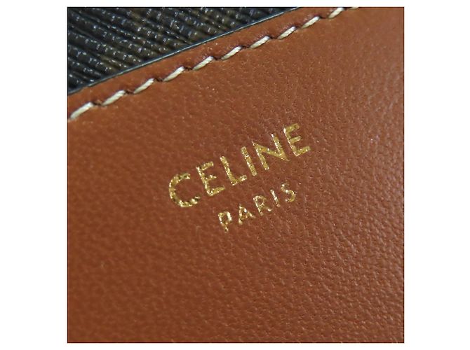 Triomphe Céline Tarjetero de cuero marrón Celine Castaño - vista 9