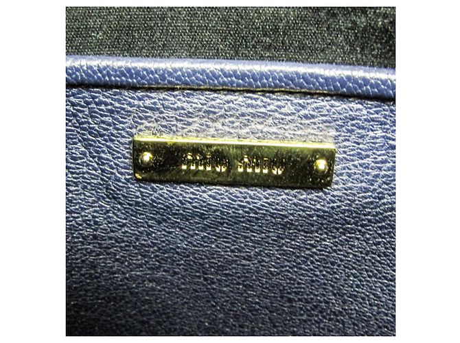 Borsa in pelle blu navy Miu Miu MADRAS per donne - vista 14