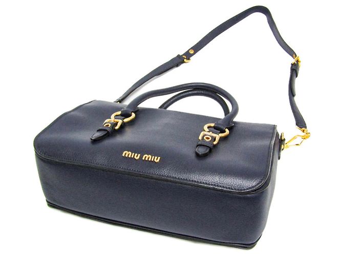 Borsa in pelle blu navy Miu Miu MADRAS per donne - vista 2
