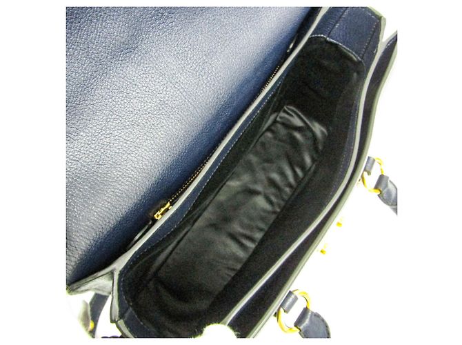 Borsa in pelle blu navy Miu Miu MADRAS per donne - vista 3
