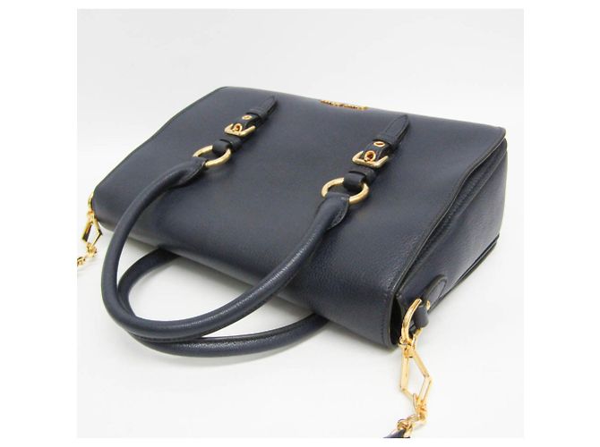Borsa in pelle blu navy Miu Miu MADRAS per donne - vista 6