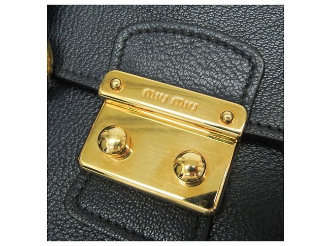 Borsa in pelle blu navy Miu Miu MADRAS per donne - vista 7