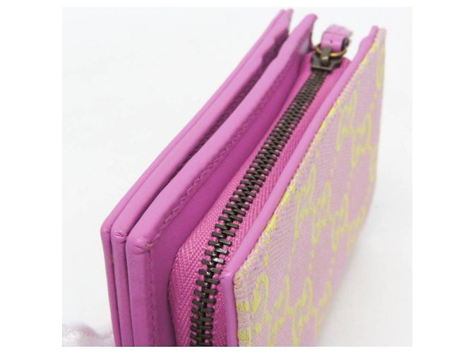 Gucci GG Canvas Mittelgeldbörse Pink Gelb - Ansicht 7