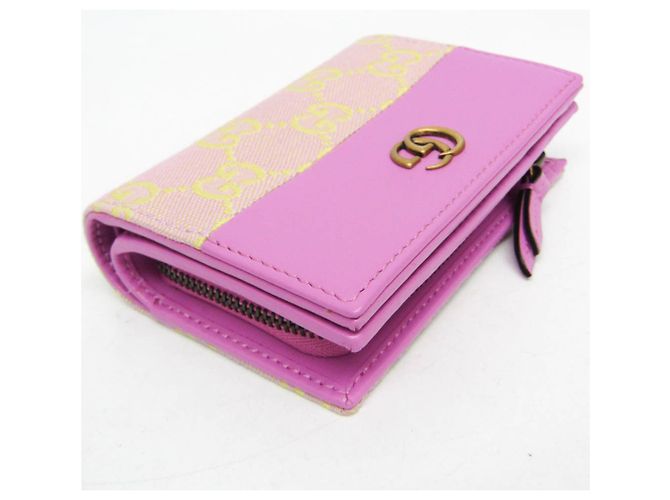 Gucci GG Canvas Mittelgeldbörse Pink Gelb - Ansicht 8