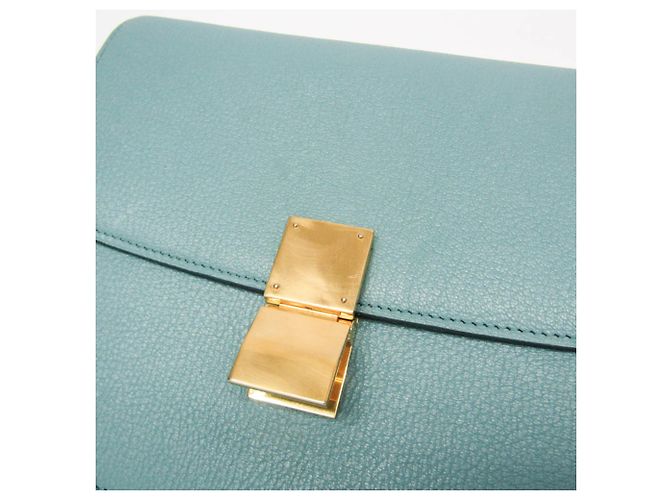 Céline Borsa a spalla in pelle Celine Classic Box Medium Blu chiaro - vista 11