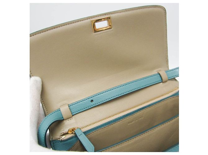 Céline Borsa a spalla in pelle Celine Classic Box Medium Blu chiaro - vista 12
