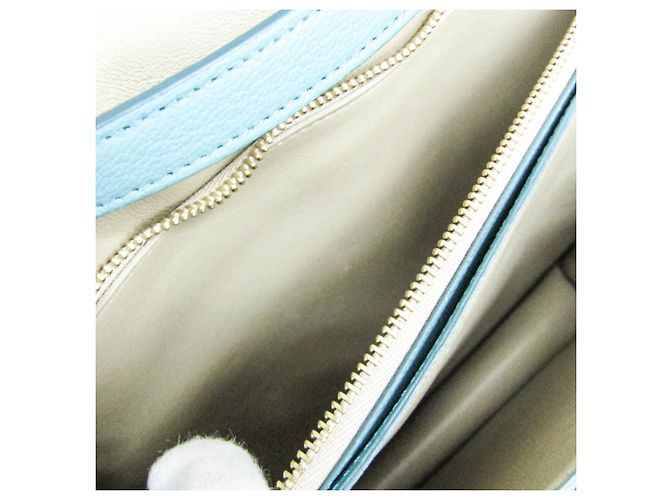 Céline Borsa a spalla in pelle Celine Classic Box Medium Blu chiaro - vista 13