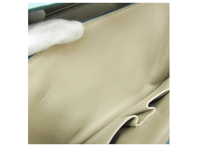 Céline Borsa a spalla in pelle Celine Classic Box Medium Blu chiaro - vista 14
