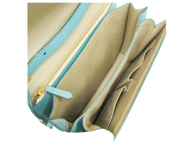 Céline Borsa a spalla in pelle Celine Classic Box Medium Blu chiaro - vista 3