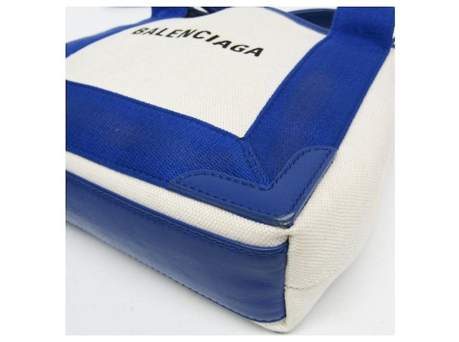 Borsa Cabas XS Balenciaga in blu navy Bianco sporco - vista 4