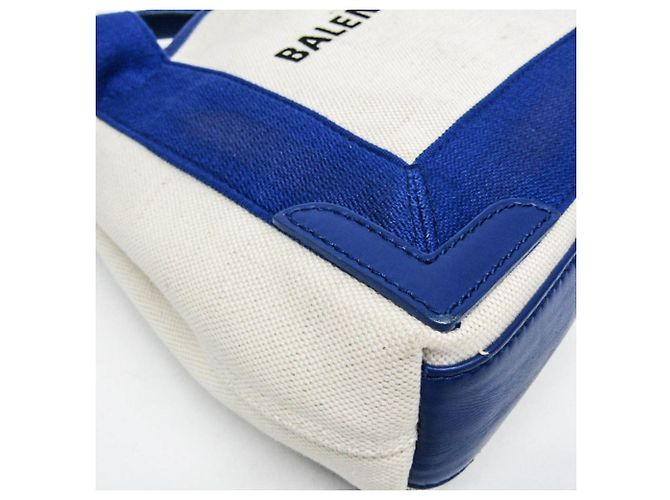 Borsa Cabas XS Balenciaga in blu navy Bianco sporco - vista 5