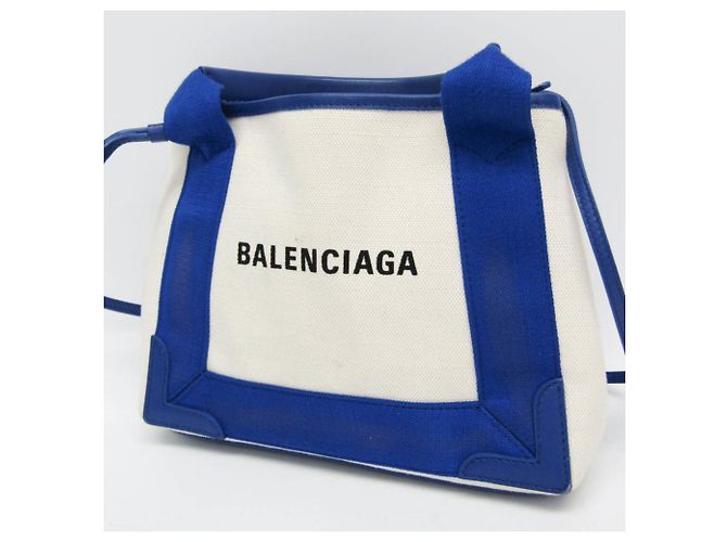 Borsa Cabas XS Balenciaga in blu navy Bianco sporco - vista 9