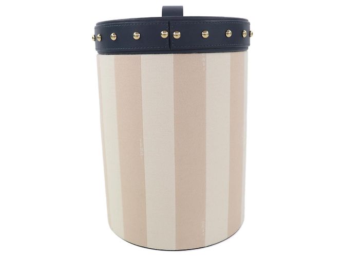 Pochette da trucco in pelle a righe con borchie Fendi Beige Blu navy - vista 4