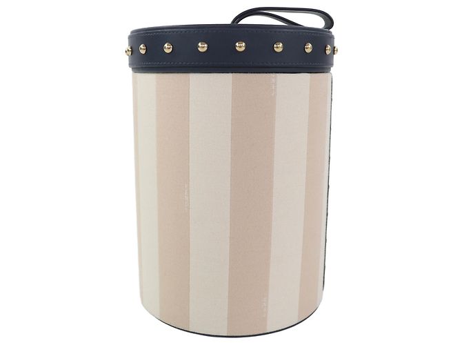 Pochette da trucco in pelle a righe con borchie Fendi Beige Blu navy - vista 5