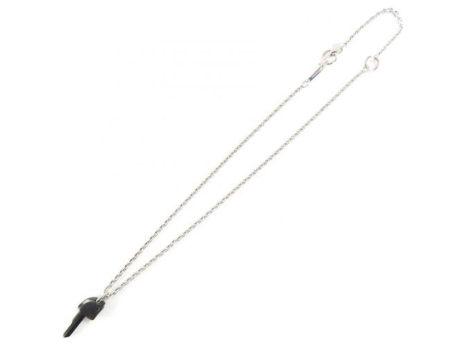 Hermès HERMES Clé Cheval Pendant Necklace Black Silvery - view 5