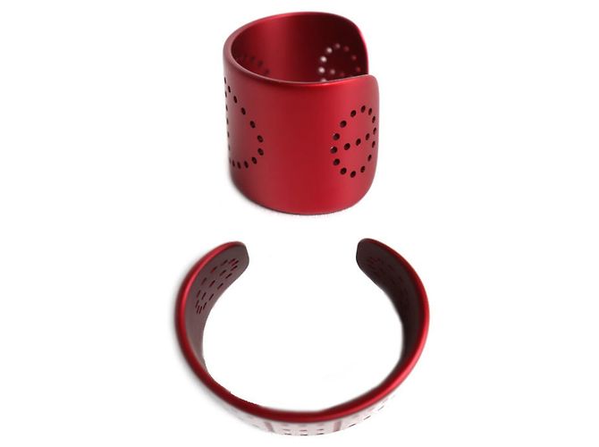 Bracciale rigido in alluminio Evelyne di Hermès Rosso - vista 3