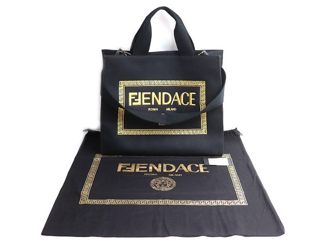 Borsa a Spalla 2 in 1 Versace x Fendi Nero D'oro - vista 8