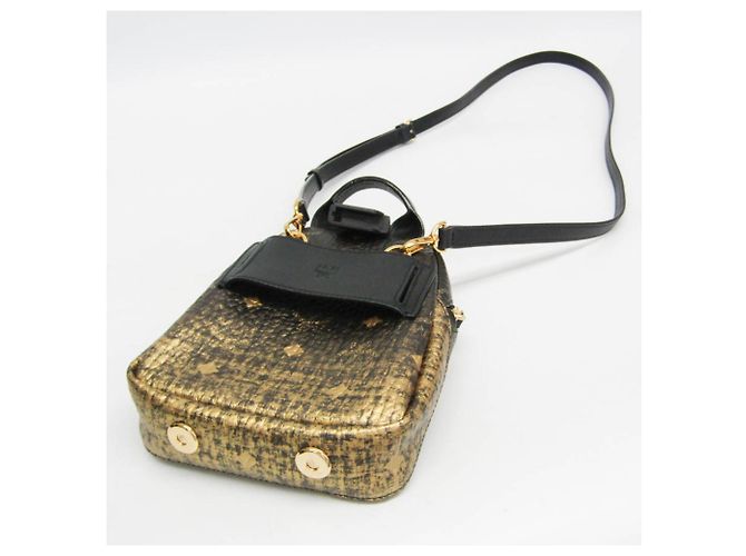 Borsa a tracolla tripla MCM Visetos Nero D'oro - vista 15