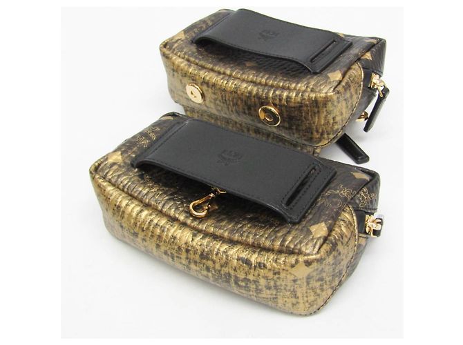 Borsa a tracolla tripla MCM Visetos Nero D'oro - vista 16