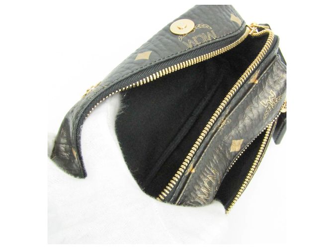 Borsa a tracolla tripla MCM Visetos Nero D'oro - vista 4