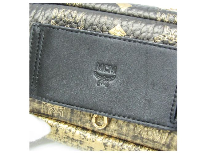 Borsa a tracolla tripla MCM Visetos Nero D'oro - vista 6