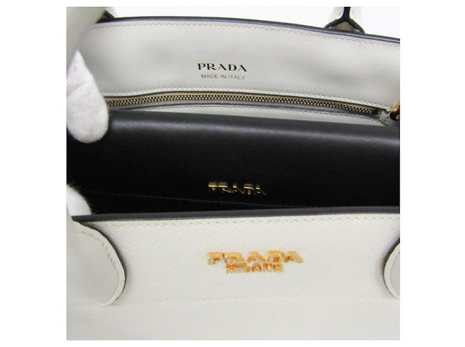 Borsa in pelle bianca Prada Bibliothèque 1BC034 Bianco - vista 16