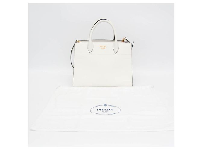 Borsa in pelle bianca Prada Bibliothèque 1BC034 Bianco - vista 2