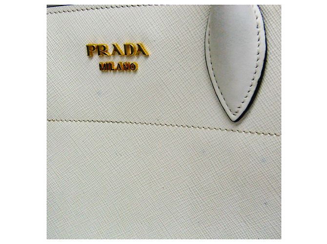 Borsa in pelle bianca Prada Bibliothèque 1BC034 Bianco - vista 9