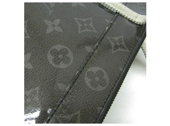 Louis Vuitton Monogram Eclipse glänzende Reißverschluss-Tasche M43900 Schwarz Dunkelviolett - Ansicht 11