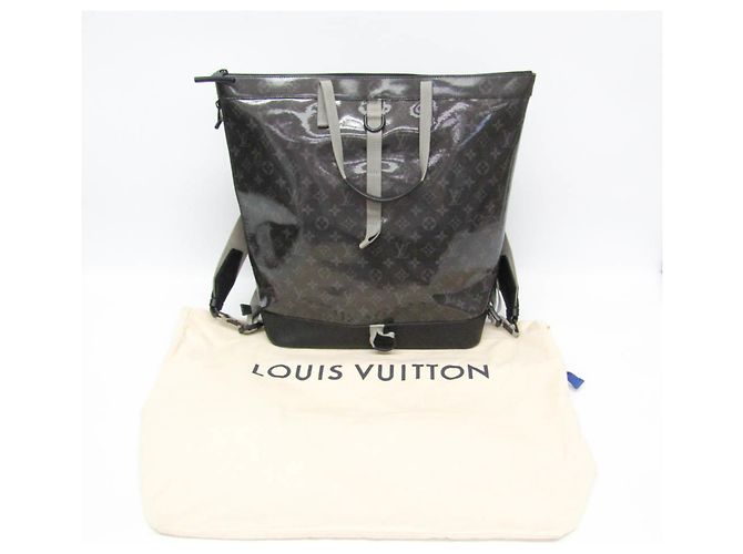 Louis Vuitton Monogram Eclipse glänzende Reißverschluss-Tasche M43900 Schwarz Dunkelviolett - Ansicht 2