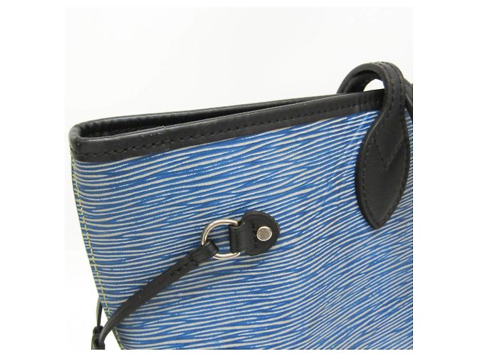 Borsa tote Neverfull MM in denim Epi Louis Vuitton Nero Blu - vista 7
