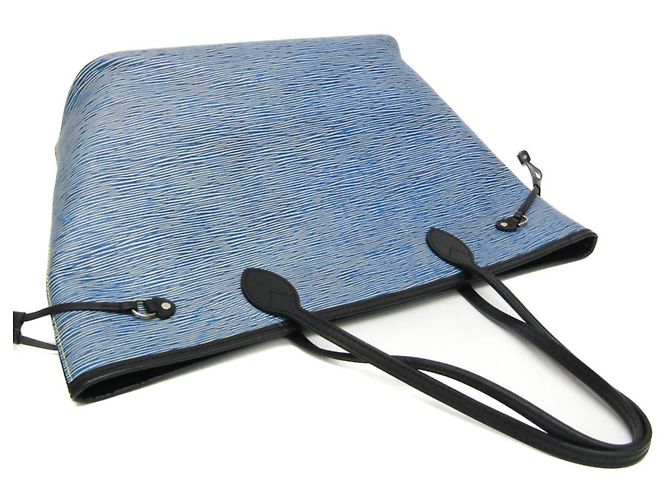 Borsa tote Neverfull MM in denim Epi Louis Vuitton Nero Blu - vista 8