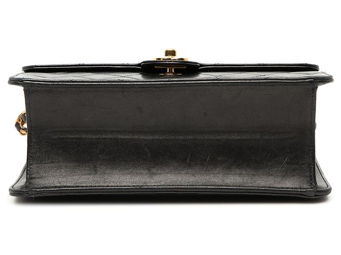 Chanel Schwarz Klein CC Aus Lammleder Mit Steppung Einfache Klappe - Ansicht 3
