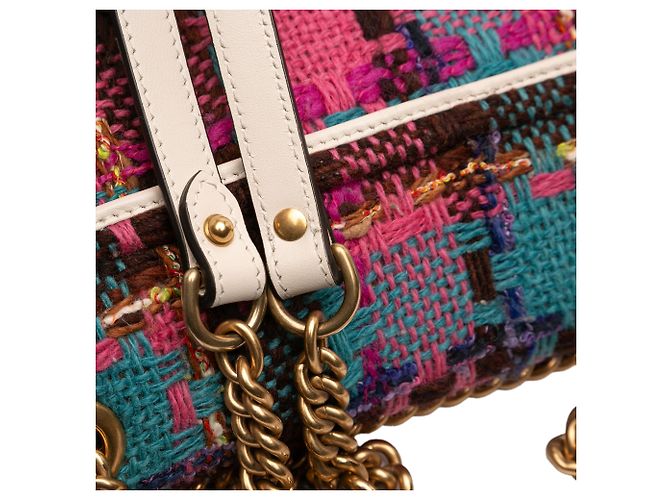 Borsa a spalla Gucci GG Marmont Tweed media rosa - vista 8