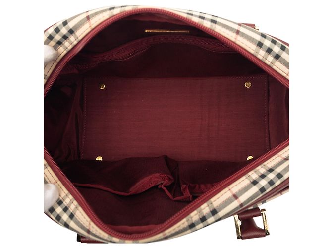 Borsa a mano in tela check beige Burberry - vista 4